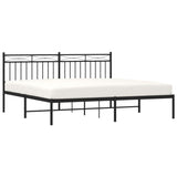 Metal Bed Frame without Mattress with Headboard Black 180x200cm 373695