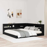 Storage Headboard with Shelf Black Oak 200 cm Engineered Wood 3335470