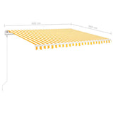 ZNTS Manual Retractable Awning with Posts 4x3.5 m Yellow and White 3070018