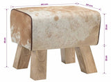 Bench 40 x 30 x 45 cm Real Leather Brown and White 42042100