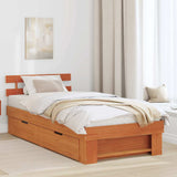 Bed Frame with Headboard Wax Brown 80 x 200 cm Solid Pine Wood 872547