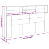 Headboard Cabinet Old Wood 180x19x103.5 cm Engineered Wood 856872