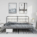 Bed Frame Black Steel Double Durable Bed Frame Rectangular 352583