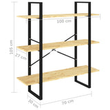 3-Tier Book Cabinet 100x30x105 cm Solid Pine Wood 806552
