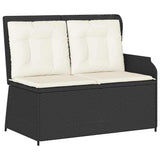 Garden Bench with Cushion Black and Cream White Poly Rattan 3394440