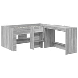 Kids'High Bed Frame with Desk 2 pcs Grey Sonoma 3423467