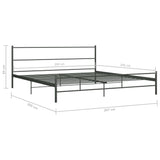 284687 Bed Frame without Mattress Grey Metal 200x200 cm