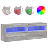 TV Wall Cabinets with LED Lights 2 pcs Grey Sonoma 60x30x40 cm 837194