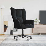 Relaxing Chair with Wheels Black Velvet 42022461