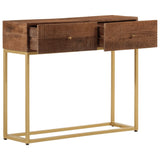 ZNTS Console Table 90x30x76 cm Solid Wood Mango and Iron 371998