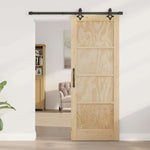 Sliding Door Set Manual Natural and black 78 x 202 cm 3333610
