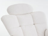 Soft Teddy Fabric Tufted Upholstered Rocking Chair Padded Seat with Headrest For Living Room W1397P227837