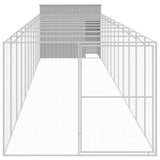 Dog House with Run Light Grey 214x1273x181 cm Galvanised Steel 3189130