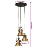 Hanging Lamp 25 W Antique Brass 30x30x100 cm E27 371856