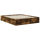 Bed Frame with Drawer Smoked Oak 160 x 200 cm Engineer Wood 3409836