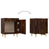 Bed Cabinets with Solid Wood Legs 2 pcs Smoked Oak 40x30x50 cm 813111