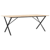 ZNTS Dining Table X-Frame 200x100x75 cm Solid Wood Pine and Steel 3282701