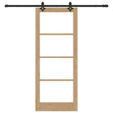 Sliding Door Natural 86 x 211 cm Solid Pine Wood and Glass 3332313