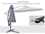 2.7m Garden Banana Parasol Cantilever Umbrella with Crank Handle and Cross Base for Outdoor, Hanging T3398P320143