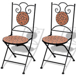 ZNTS 3 Piece Bistro Set Ceramic Tile Terracotta 271770