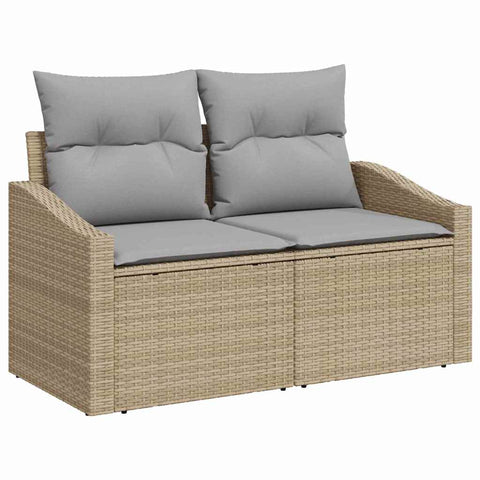 Garden Sofa with Cushion Beige 123 x 62 x 69cm Poly Rattan 42006785