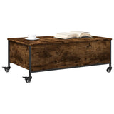 ZNTS Coffee Table with Wheels Smoked Oak 91x55x34 cm Engineered Wood 842298