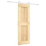 Sliding Door Natural and White 70 x 210 cm Solid Pine Wood 3445182