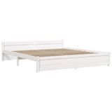 Bed Frame without Mattress White Solid Wood 180x200 cm Super King 815060
