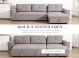 Linen-Look 'L' Storage Sofa Bed - Light Grey T3398P377950
