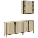 ZNTS 3 Piece Bathroom Cabinet Set Sonoma Oak Engineered Wood 3214731
