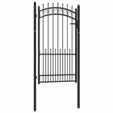 Fence Gate with Spikes Steel 104x134.5 cm Black 146391
