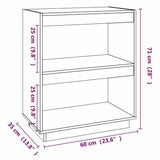 Book Cabinet Black 60x35x71 cm Solid Wood Pine 810863
