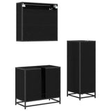 Bathroom Furniture Set 3 pcs Black Oak Engineered Wood 3402386