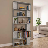 Book Cabinet/Room Divider Concrete Grey 80x24x192 cm Engineered Wood 800094