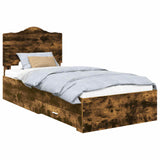 Bed Frame with Headboard Smoked Oak 90 x 200 cm Engineered Wood 3413652