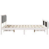 Bed frame White and light grey 135 x 190 cm Solid pine wood 878483