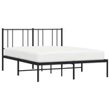 Metal Bed Frame without Mattress with Headboard Black 150x200cm 352482