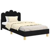 Children's Bed Frame with Headboard Black 90 x 200 cm Fabric 42011061