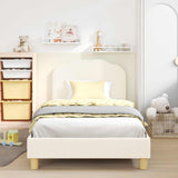 Children's Bed Frame with Headboard Cream 90 x 190 cm 42010973