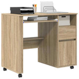 Desk with Wheels Sonoma Oak 91 x 50 x 77 cm Engineered Wood 869532
