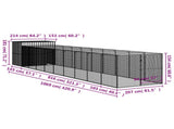 Dog House with Run Light Grey 214x1069x181 cm Galvanised Steel 3189129