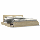 Bed Frame with Headboard without Mattress Sonoma Oak 200x200 cm 3295536