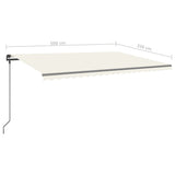 ZNTS Manual Retractable Awning with Posts 5x3.5 m Cream 3070257