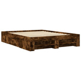 Bed Frame without Mattress Smoked Oak 150x200 cm King Size Engineered Wood 3295468