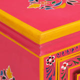 ZNTS Sideboard Solid Mango Wood Pink Hand Painted 244839