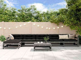 7 Piece Garden Lounge Set with Cushions Grey Solid Wood 3185971