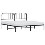 Metal Bed Frame without Mattress with Headboard Black 193x203cm 373893