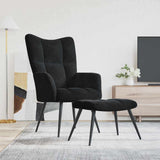 Relaxing chair with Footstool Black Velvet 42022449