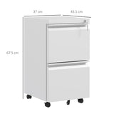 2-Drawer Mobile Filing Cabinet, Steel Lockable File Cabinet for Letter, A4 and Legal Size, T3398P343447