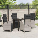 Garden Dining Set with Cushion 5 pcs Light Grey Poly Rattan 3380569